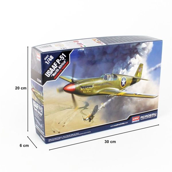 Academy 12338 1/48 Ölçek, USAAF P-51 (North Africa) Savaş Uçağı, Plastik Model kiti