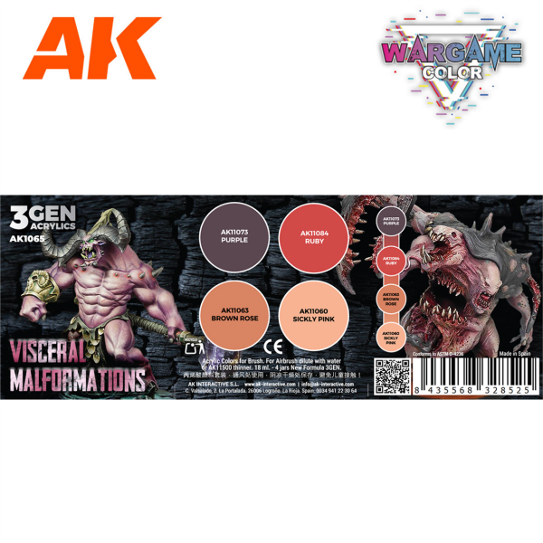 AK 1065 4x17 ml. İç Organ Malformasyonları, 3Gen Akrilik Wargame Boya Seti