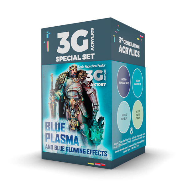 AK 1067 4x17 ml. Mavi Plazma ve Parlama Efekti, Blue Armor 3Gen Akrilik Wargame Boya Seti