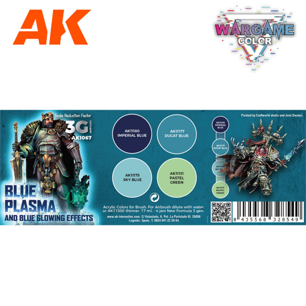 AK 1067 4x17 ml. Mavi Plazma ve Parlama Efekti, Blue Armor 3Gen Akrilik Wargame Boya Seti