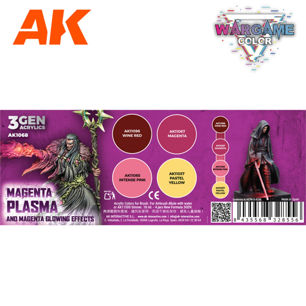AK 1068 4x17 ml. Magenta Plazma ve Parlama Efekti, 3Gen Akrilik Wargame Boya Seti