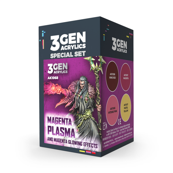 AK 1068 4x17 ml. Magenta Plazma ve Parlama Efekti, 3Gen Akrilik Wargame Boya Seti