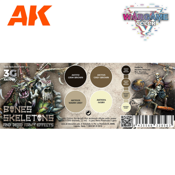 AK 1069 4x17 ml. Kemikler ve İskeletler,  3Gen Akrilik Wargame Boya Seti