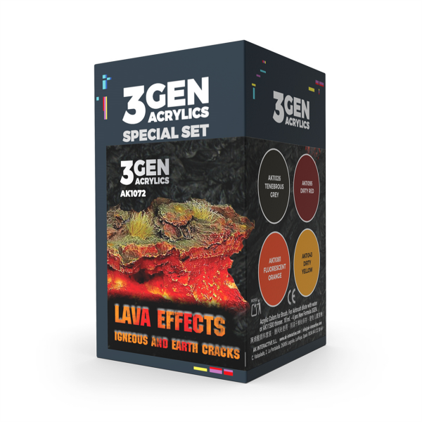 AK 1072 4x17 ml. Lav Efektleri, 3Gen Akrilik Wargame Boya Seti