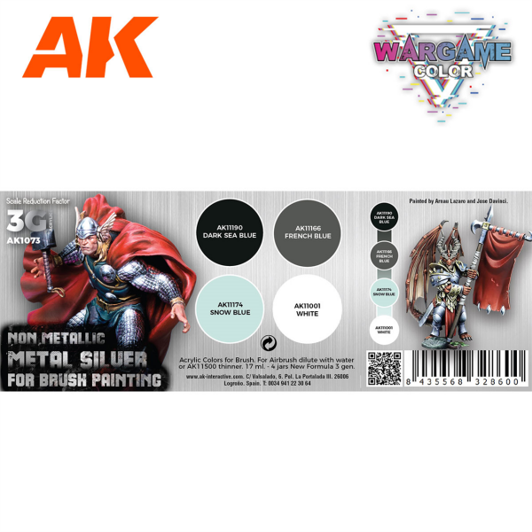 AK 1073 4x17 ml. Metal Olmayan Metal Gümüş (W.B.), 3Gen Akrilik Wargame Boya Seti