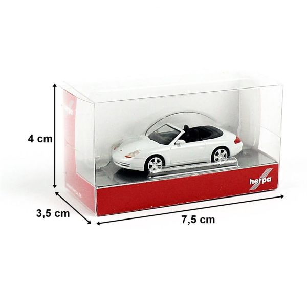 Herpa 032674-002 1/87 Ölçek, Porsche 996 C4 Cabrio, Beyaz, Sergilemeye Hazır Model Araç