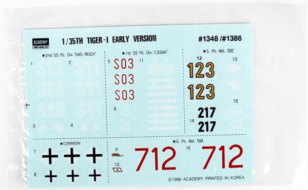 Academy 13239 1/35 Ölçek, German Tiger-I (Erken Dönem) Tankı, Plastik Model kiti