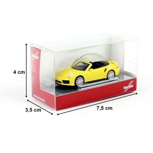 Herpa 028929-002 1/87 Ölçek, Porsche Turbo Cabrio, Sarı, Sergilemeye Hazır Model Araç