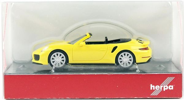 Herpa 028929-002 1/87 Ölçek, Porsche Turbo Cabrio, Sarı, Sergilemeye Hazır Model Araç