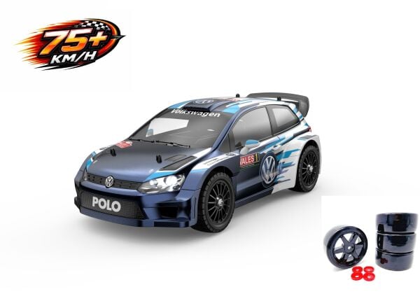 MJX 1/14 Wolkswagen Polo R WRC 14304 Hyper Go 4x4 Fırçasız (Brushless) Motor ve Escli, 2.4Ghz Uzaktan Kumandalı Ralli Aracı 3S Li-po Versiyon +4 Adet Drift Lastiği