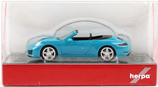 Herpa 028844-002 1/87 Ölçek, Porsche 911 C2 Cabrio, Miami Mavisi, Sergilemeye Hazır Model Araç