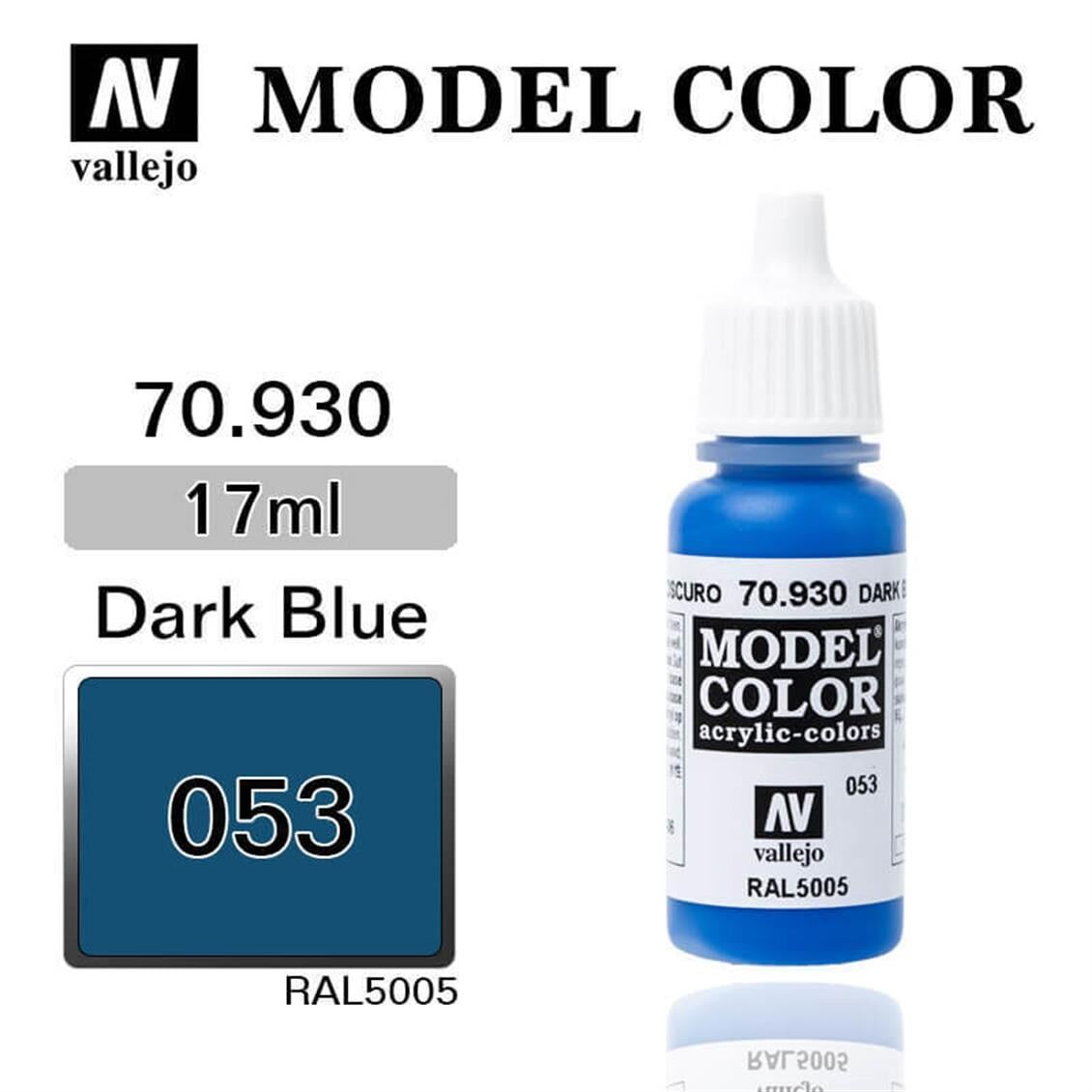 Vallejo 70930 18 ml. (061) Dark Blue-Matt, Model Color Serisi Model Boyası