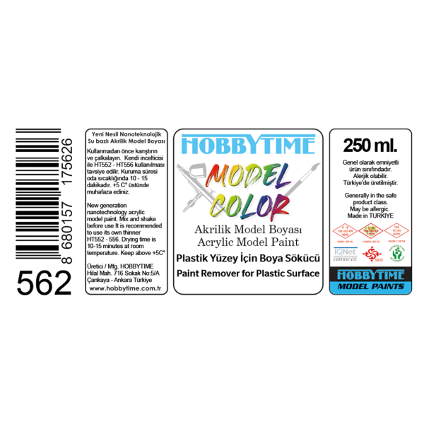 Hobbytime 562 50 ml. Enamel, Laker El Aleti Temizleme Sıvısı (Enamel and Laquer Tool Cleaner)