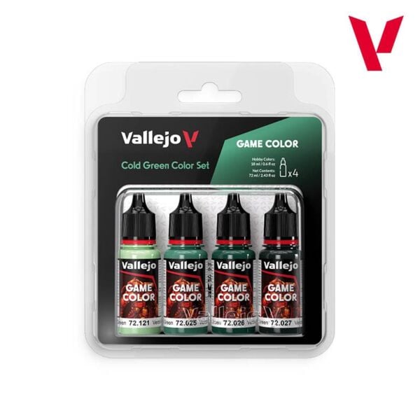 Vallejo 72383 4x18 ml. Cold Green Color, Game Color Serisi Model Boyası Seti