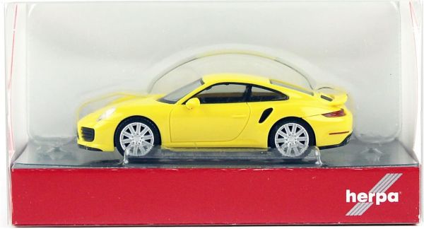 Herpa 028615-003 1/87 Ölçek, Porsche 911 Turbo Racing, Sarı, Sergilemeye Hazır Model Araç
