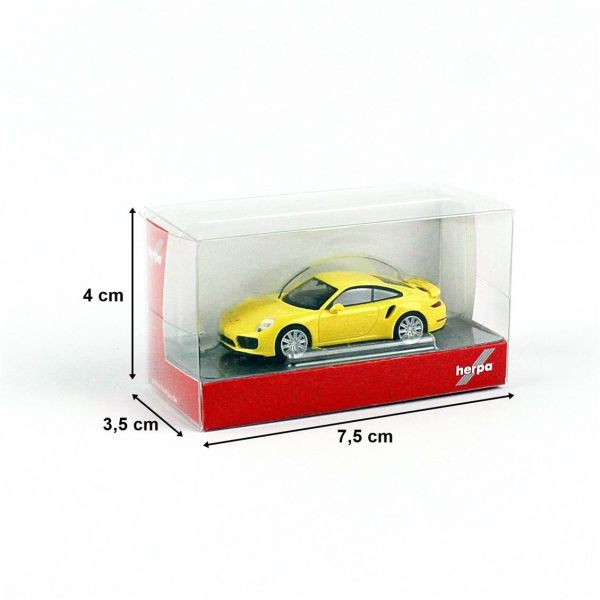 Herpa 028615-003 1/87 Ölçek, Porsche 911 Turbo Racing, Sarı, Sergilemeye Hazır Model Araç