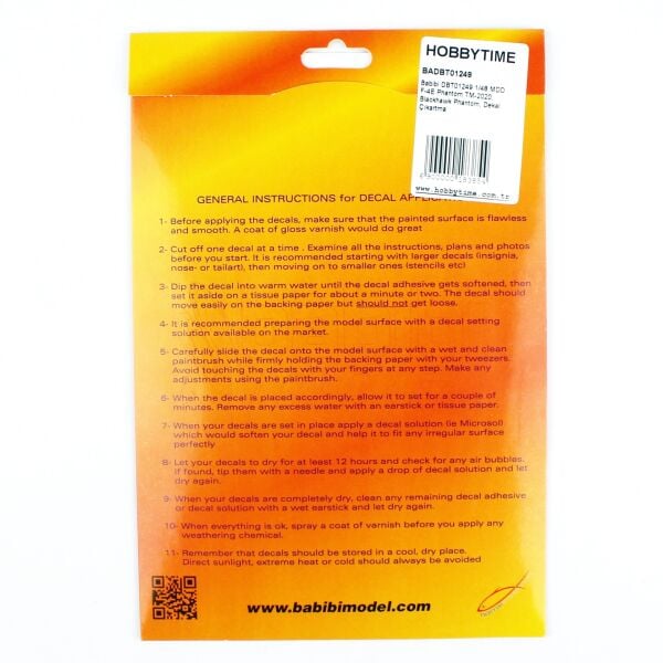 Babibi DBT01249 1/48 MDD F-4E Phantom TM-2020, Blackhawk Phantom, Dekal Çıkartma