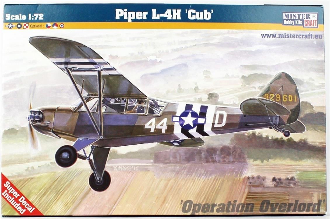 Mistercraft D253 1/72 Ölçek, Piper L-4H Cub Askeri Uçak, Plastik Model kiti