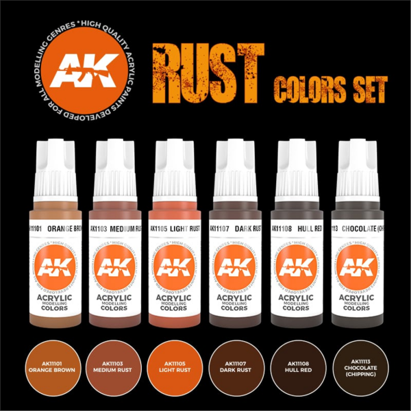 AK 11605 6x17 ml. Paslı ve Terkedilmiş Görünümü için Akrilik 3GEN Model Boyası Seti