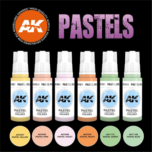 AK 11607 6x17 ml. Pastel Renkleri, Akrilik 3GEN Model Boyası Seti