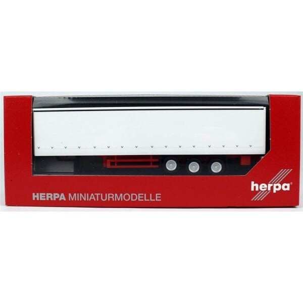 Herpa 076944-002 1/87 Ölçek, Yan Duvarları Perdeli Treyler Dorsesi, Beyaz, Sergilemeye Hazır Model Araç