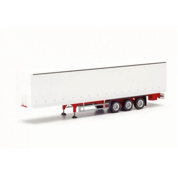 Herpa 076944-002 1/87 Ölçek, Yan Duvarları Perdeli Treyler Dorsesi, Beyaz, Sergilemeye Hazır Model Araç