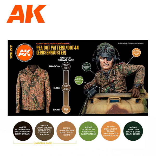 AK 11623 6x17 ml. Nokta Desenli (DOT44) Uniformalar, Akrilik 3GEN Model Boyası Seti