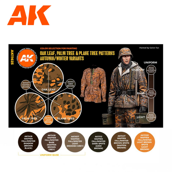 AK 11625 6 x17 ml. Meşe Yaprağı, Sonbahar-Kış Desenli Uniformalar, Akrilik 3GEN Model Boyası Seti