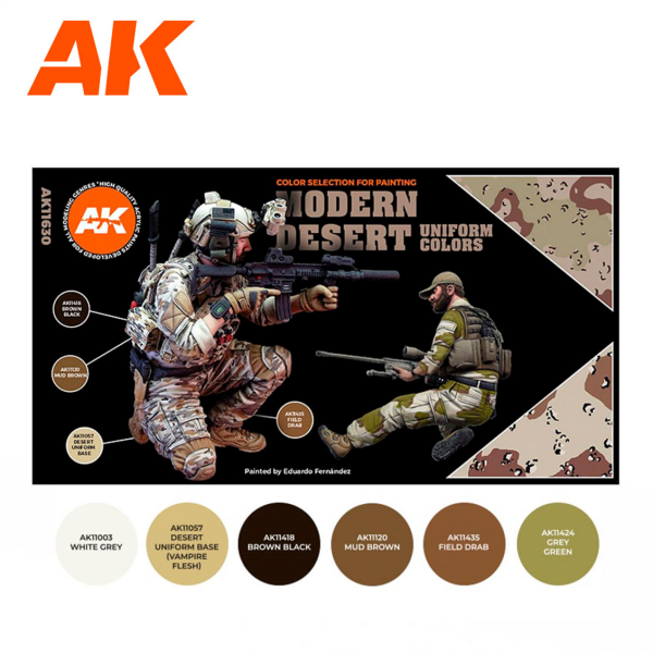 AK 11630 6 x17 ml. Modern Çöl Uniformaları, Akrilik 3GEN Model Boyası Seti