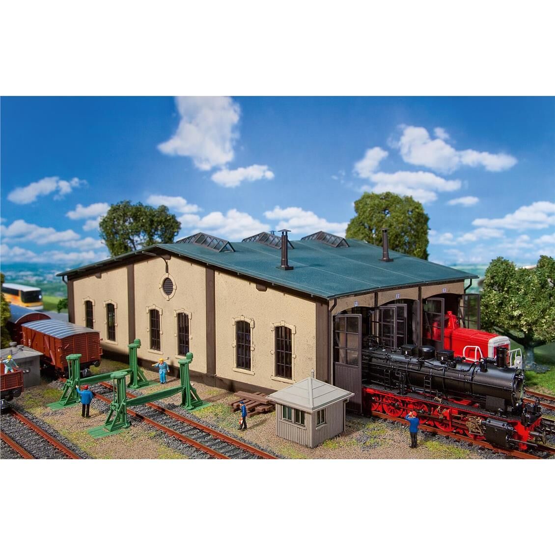 Faller 120277 1/87 Ölçek, 3'lü Lokomotif Evi, Plastik Model Kiti