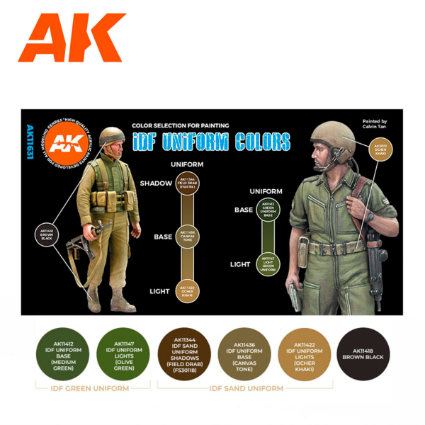 AK 11631 6 x17 ml. IDF Uniformalar, Akrilik 3GEN Model Boyası Seti