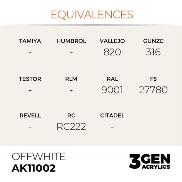 AK 11002 17 ml. Off white, 3GEN Akrilik Model Boyası
