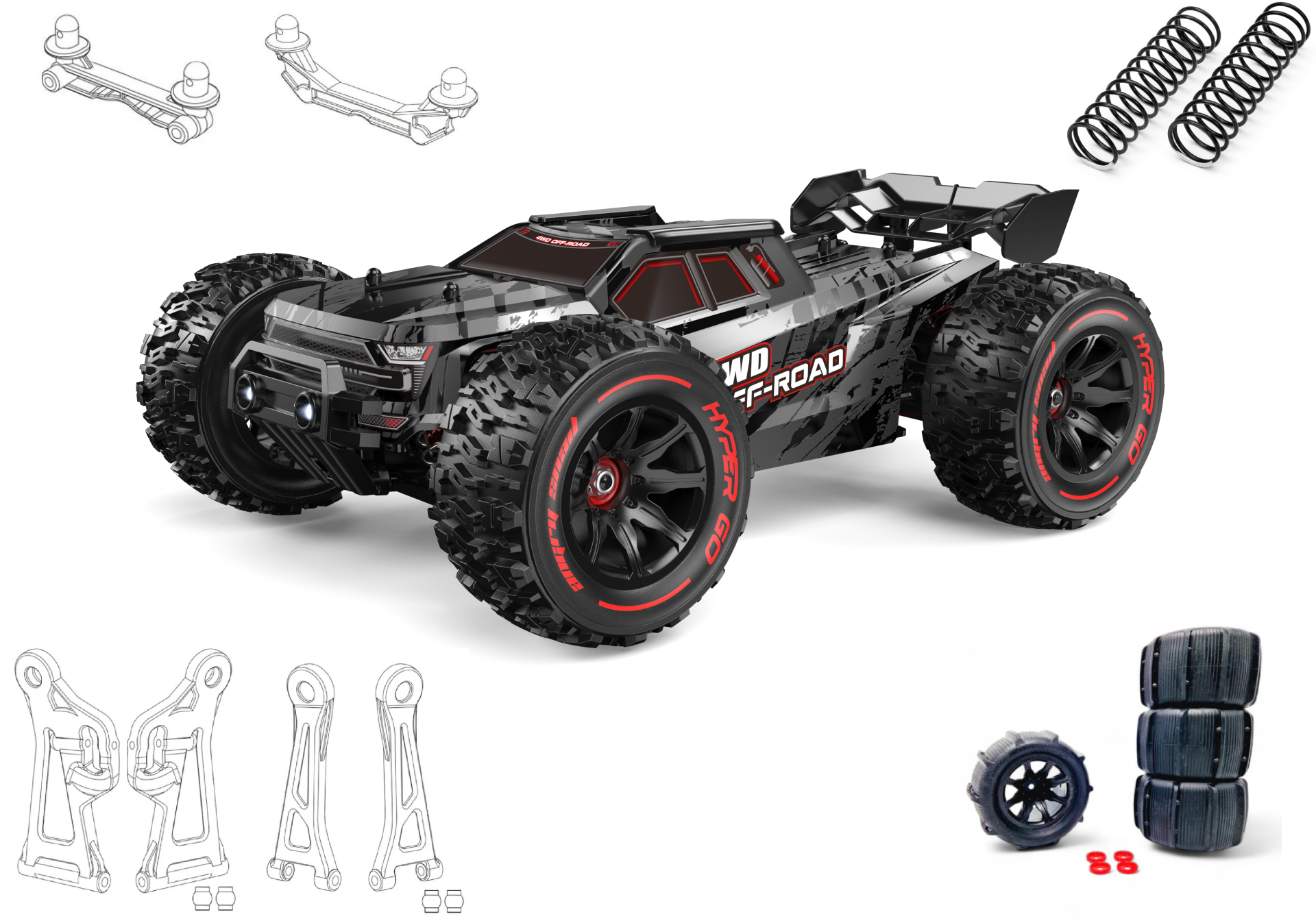 MJX 1/14 Hyper GO 14210 4x4 Fırçasız (Brushless) Motor ve Escli, Su Geçirmez (Waterproof) 2.4 Ghz. Uzaktan Kumandalı Arazi Aracı +Full Paket