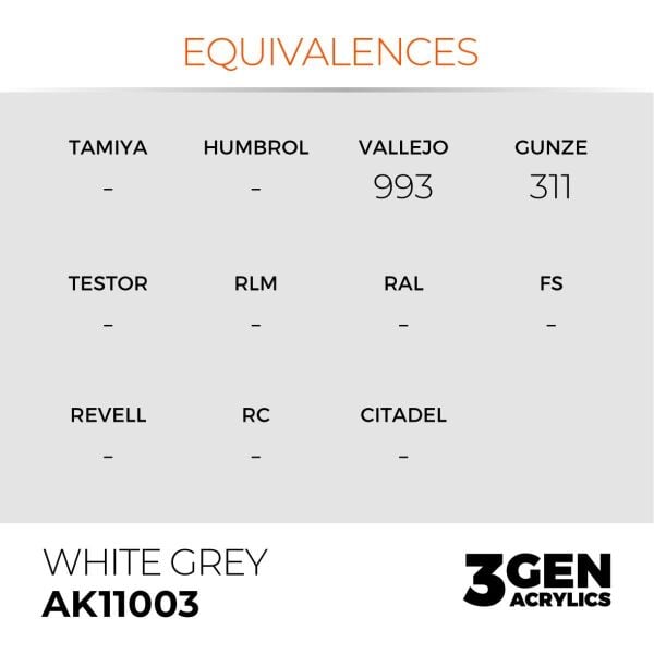 AK 11003 17 ml. White Grey, 3GEN Akrilik Model Boyası