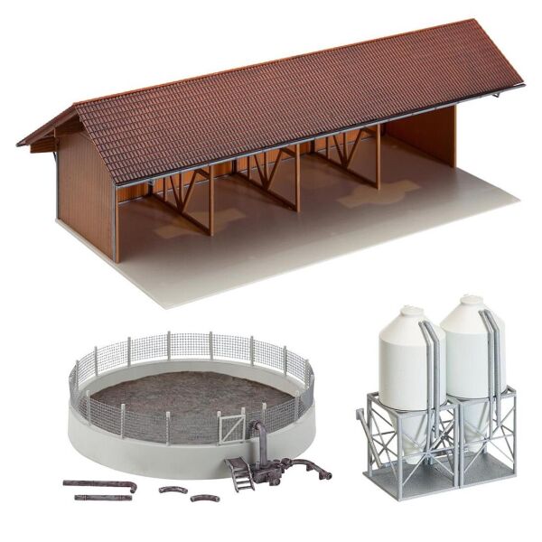 Faller 130584 1/87 Ölçek, Ekipman Barakası, Gübre Çukuru ve Yem Siloları, Plastik Model Kiti