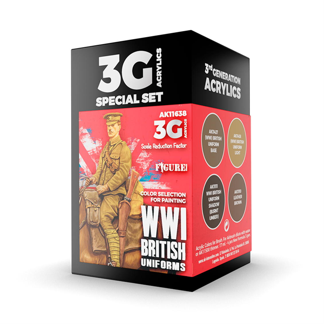 AK 11638 6 x17 ml. WW I Ingiliz Uniformaları, Akrilik 3GEN Model Boyası Seti