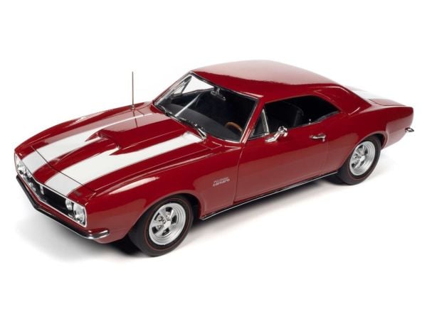 AutoWorld AMM1228 1/18 Ölçek, 1967 Nickey Chevrolet Camaro Z28 (MCACN), Bolero Red, Sergilemeye Hazır Metal Araba Modeli