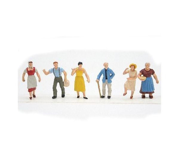 Preiser 10040 1/87 Ölçek, Köylüler, Boyanmış Plastik Figürleri, 6 Adet