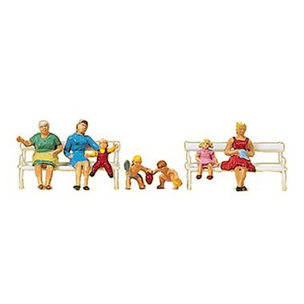 Preiser 10051 1/87 Ölçek, Anneler ve Çocukları, Boyanmış Plastik Figürleri, 6 Adet