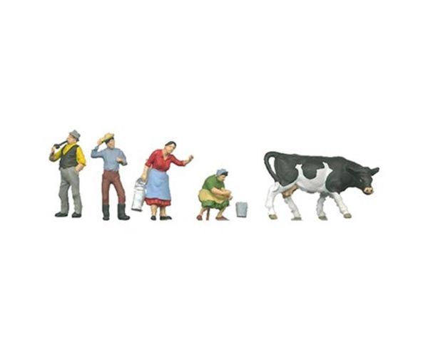 Preiser 10044 1/87 Ölçek, Çiftçiler, Boyanmış Plastik Figürleri, 6 Adet