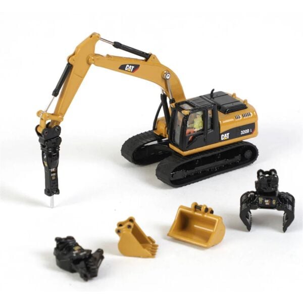 Diecast Masters 85652 1/87 Ölçek, Cat 320D L Hidrolik Ekskavatör ( Çoklu Ataşmanlar ile), Sergilemeye Hazır Metal İş Makinası M