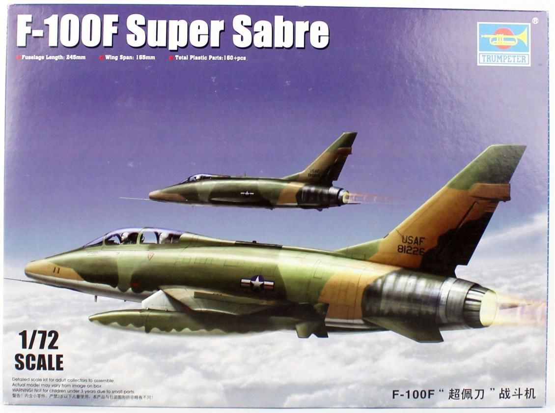 Trumpeter 01650 1/72 Ölçek, F-100F Super Sabre Savaş Uçağı Plastik Model Kiti