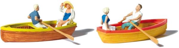 Preiser 10686 1/87 Ölçek, Sandala Binenler, Boyanmış Plastik Figürleri, 6 Adet