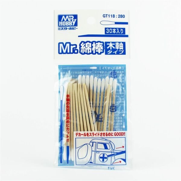 Mr.Hobby GT-118 Pamuk Uclu Ahşap Çubuk, 30 Adet
